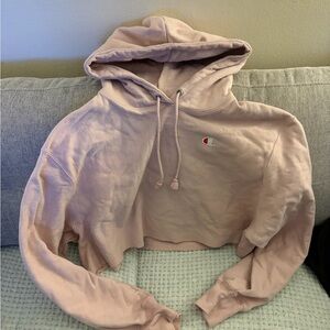 Champion Women's Light Pink Cropped Hoodie